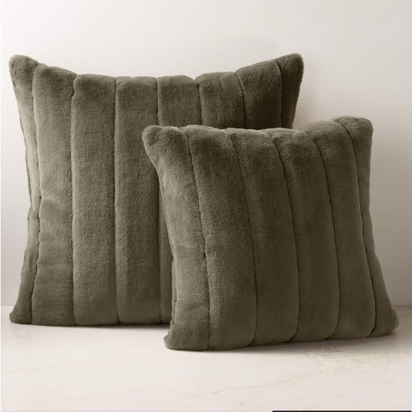 Channel Moss Green Faux Fur Throw Pillow Covers (2) - Picture 5 of 9